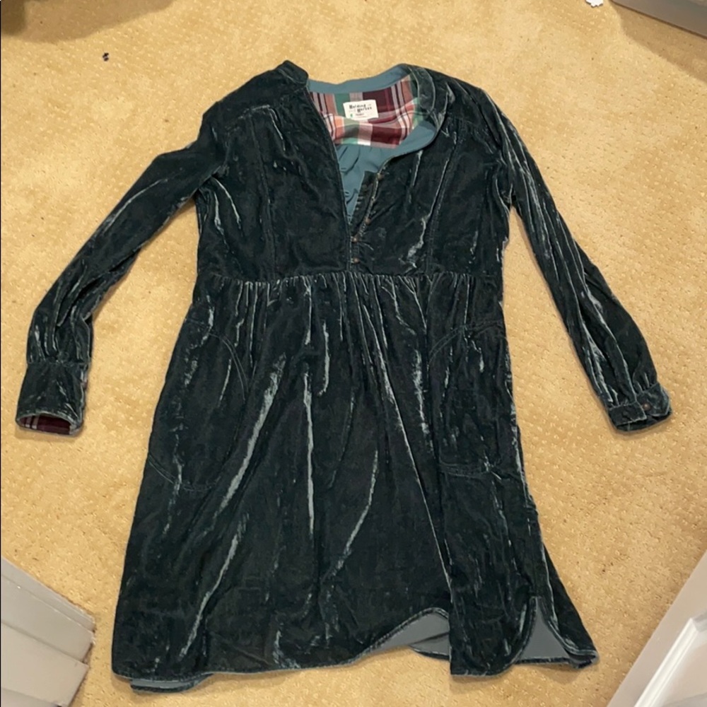 Green velvet Anthropologie dress